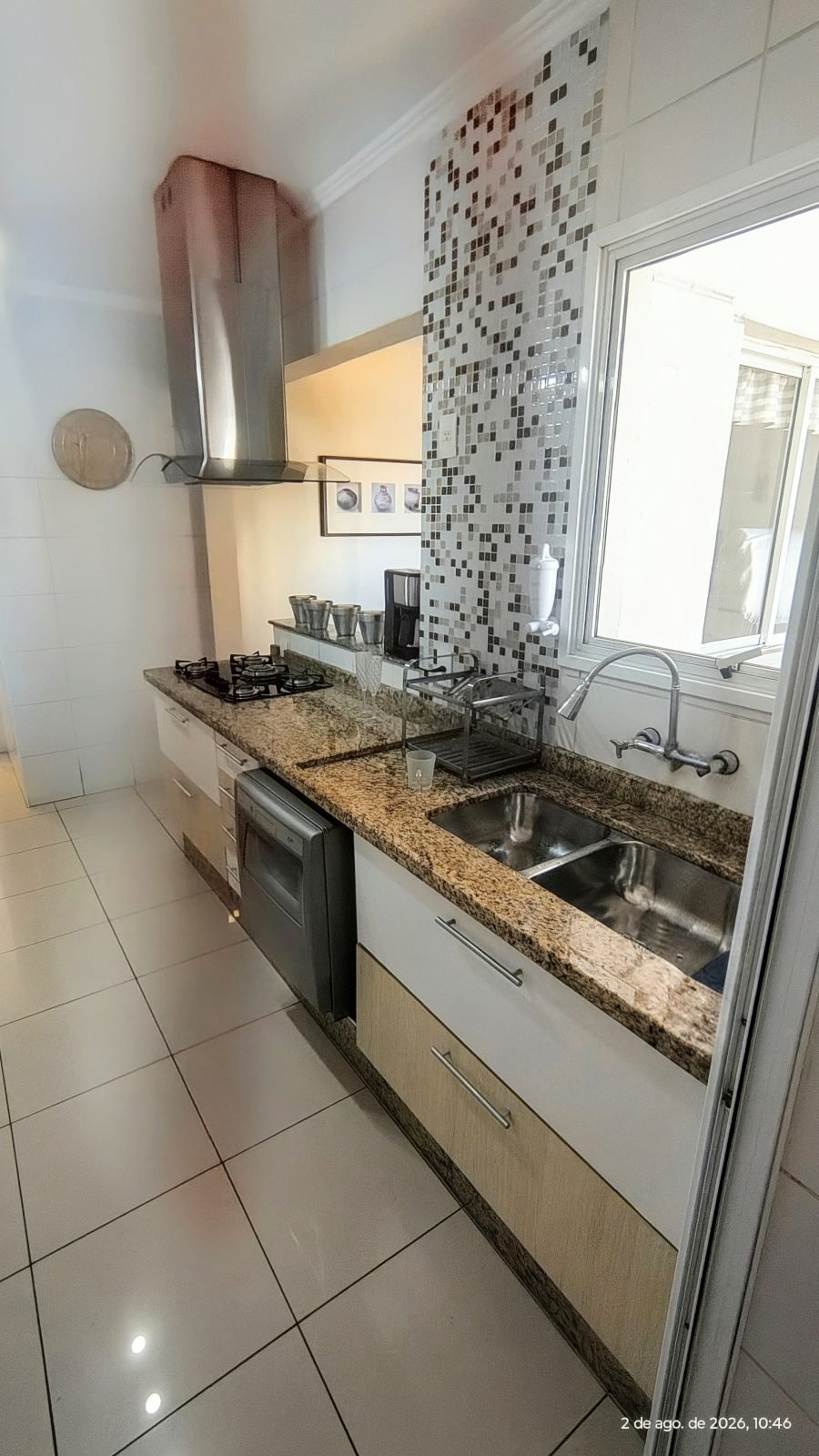 Cozinha bancada em granito e cuba dupla — apartamento de 170 m² no Vila Imperial Ipiranga
