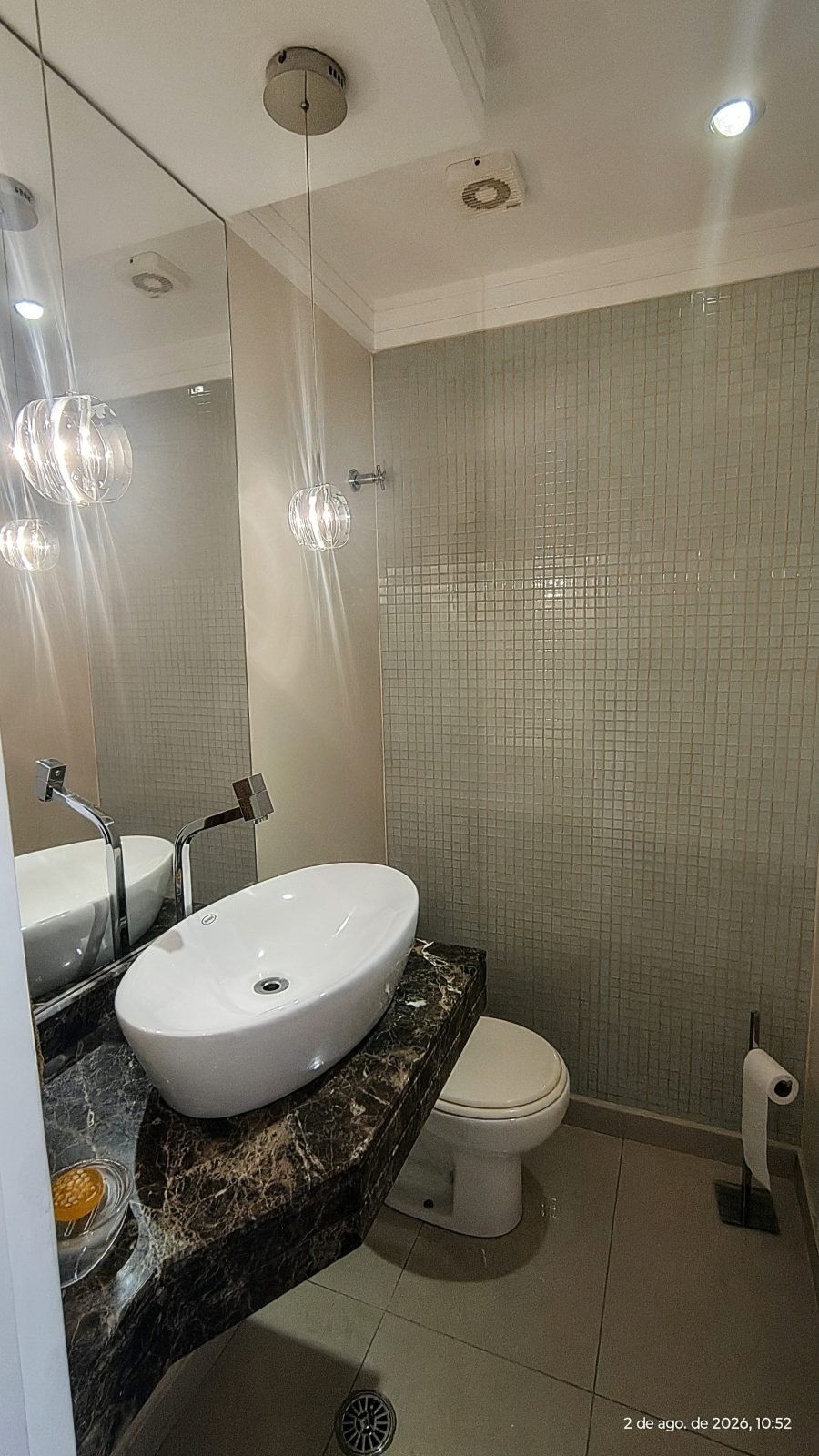 Lavabo com bancada em marmore — apartamento de 170 m² no Vila Imperial Ipiranga