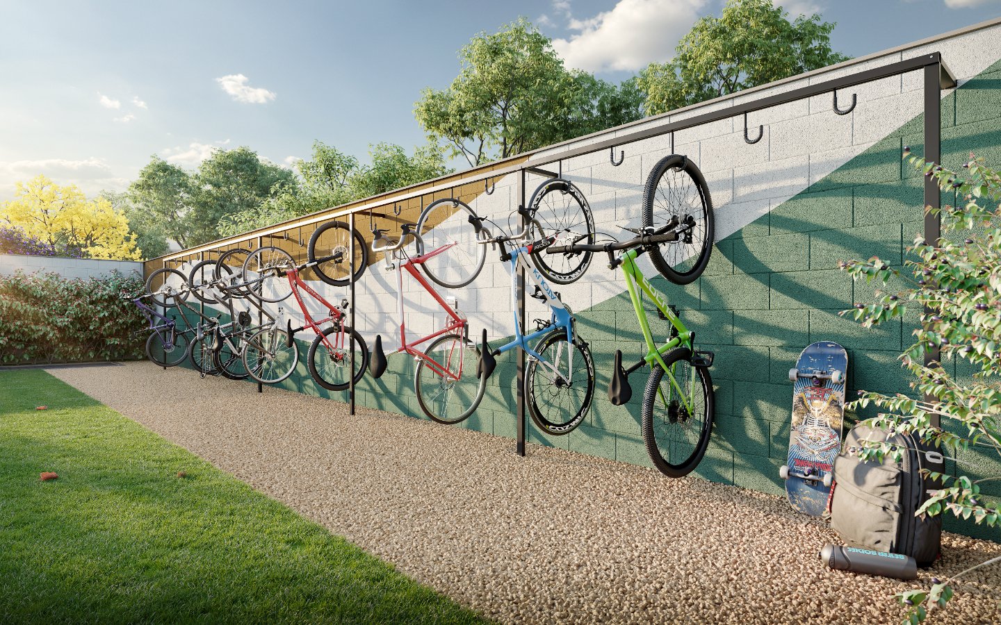 Perspectiva ilustrativa do bicicletário externo