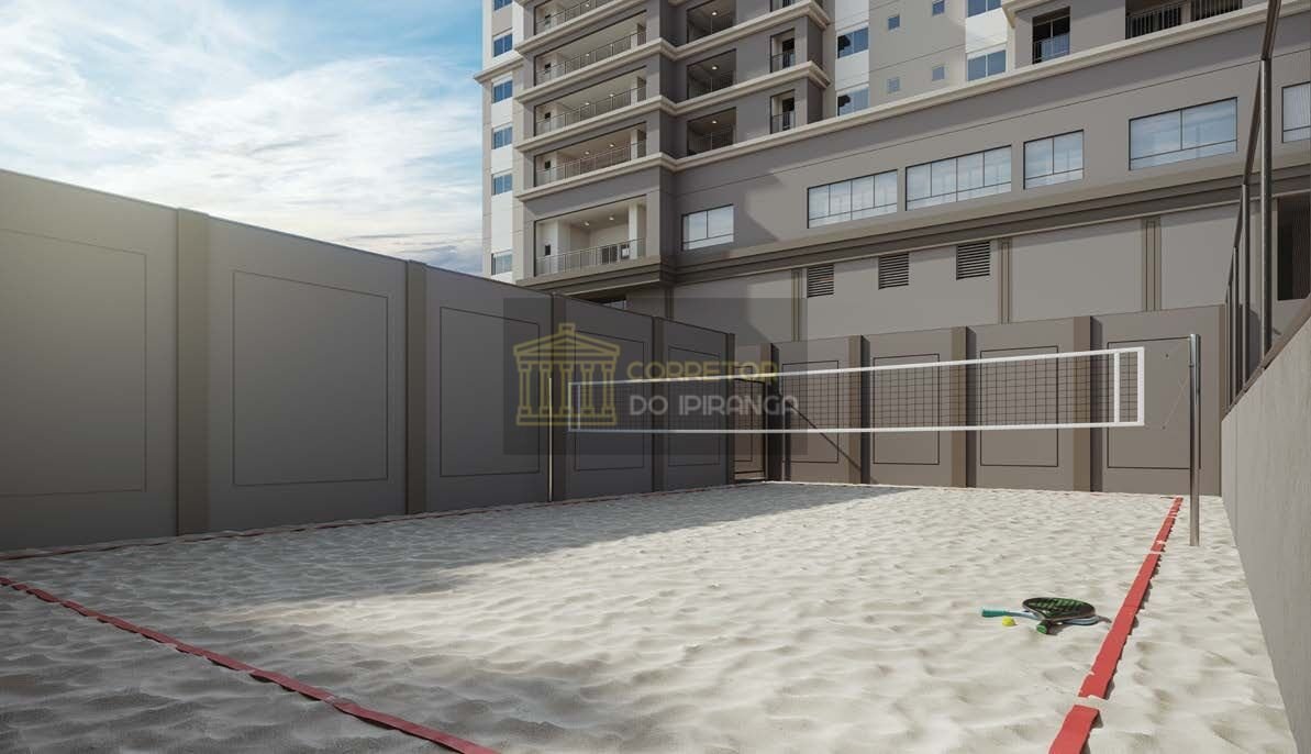 Quadra de beach tênis do Living Heredità Alto do Ipiranga — perspectiva ilustrativa